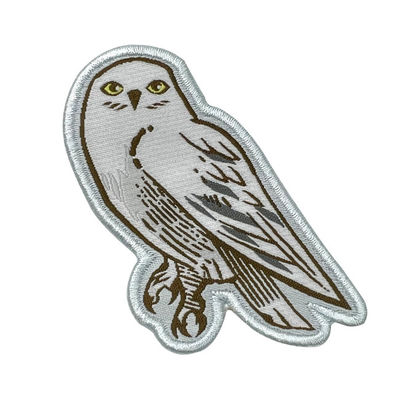 Grens die van douane de Witte Owl Iron On Woven Patch Merrowed Wasbaar Flard kleden