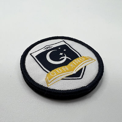 Van de de Grensdouane van schoollogo iron on woven patch de Zwarte Merrowed Eenvormige Kentekens