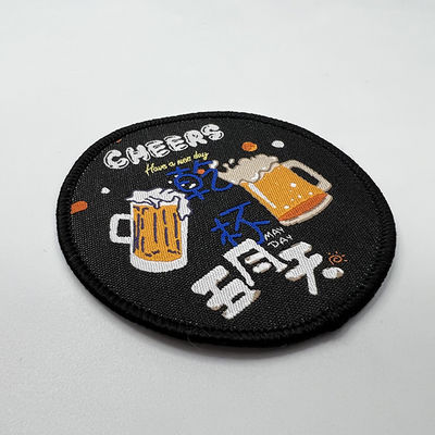 Van het Borduurwerkflarden van ontwerpercheers iron on de Polyester Draad Geweven Logo Patch