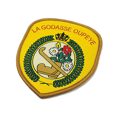 Naai op Team Logo Patch Polyester Yarns Merrow-Randflard voor GLB